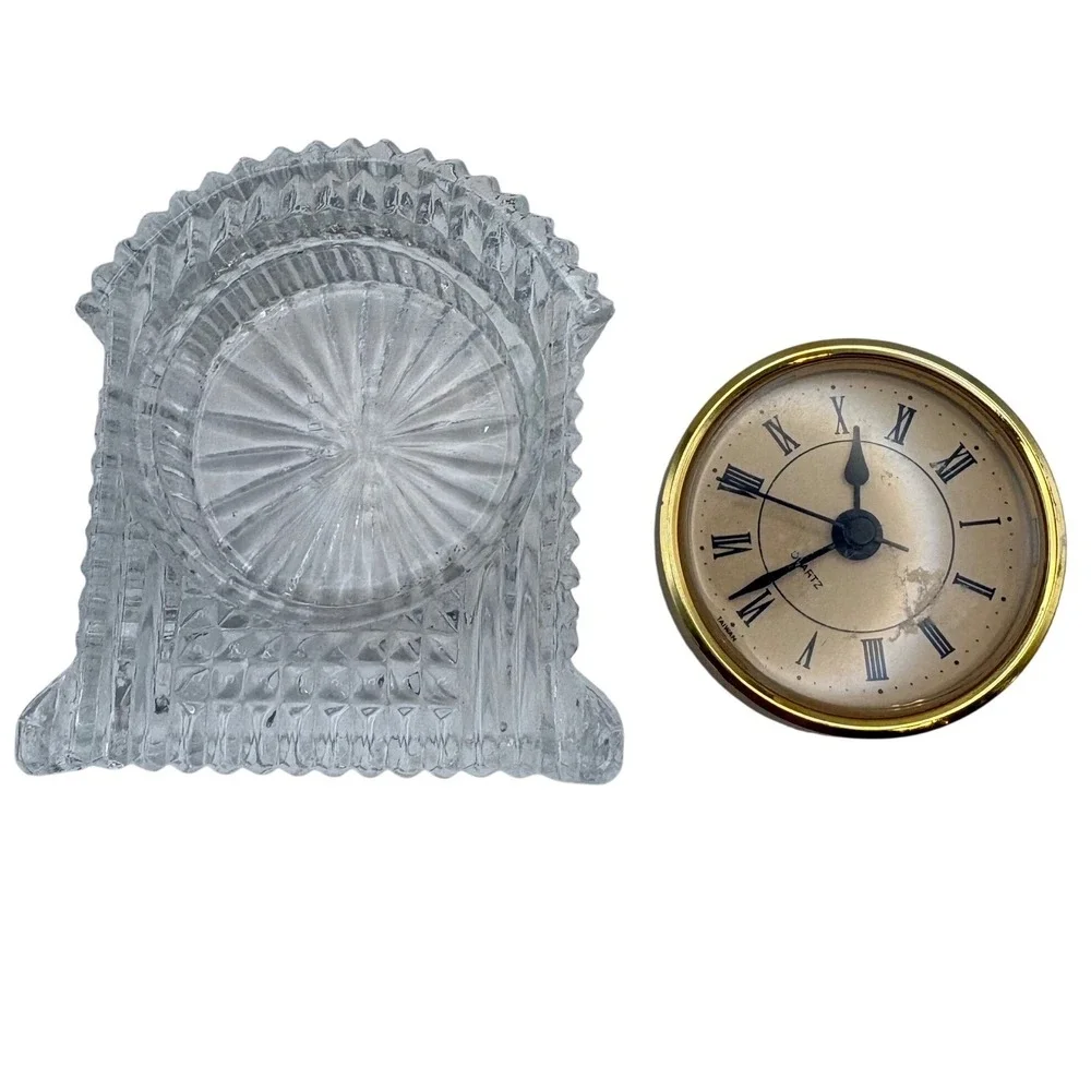 Vintage Imperial 24% Lead Crystal Quartz Mantel Clock AD 433 Tested & Working